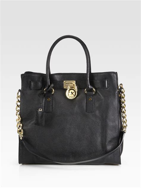 michael kors hamilton large north south tote black|Michael Kors Hamilton studded tote.